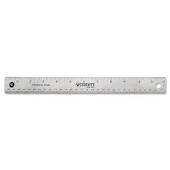 Westcott 10415 12 In. Standard/Metric Stainless Steel Office Ruler With Non Slip Cork Base