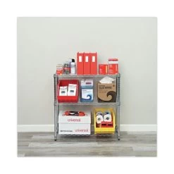 Alera ALESW833614SR 36 In. W X 14 In. D X 36 In. H Three-Shelf Residential Wire Shelving - Silver 13 Alera ALESW833614SR 36 In. W X 14 In. D X 36 In. H Three-Shelf Residential Wire Shelving - Silver -Tool Store alensw833614sr f