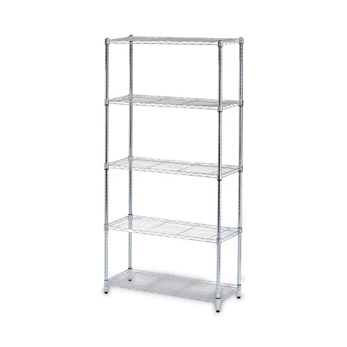 Alera ALESW853614SR 36 In. W X 14 In. D X 72 In. H Five-Shelf Residential Wire Shelving - Silver 1 Alera ALESW853614SR 36 In. W X 14 In. D X 72 In. H Five-Shelf Residential Wire Shelving - Silver