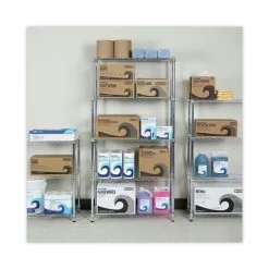 Alera ALESW853614SR 36 In. W X 14 In. D X 72 In. H Five-Shelf Residential Wire Shelving - Silver 12 Alera ALESW853614SR 36 In. W X 14 In. D X 72 In. H Five-Shelf Residential Wire Shelving - Silver -Tool Store alensw853614sr e