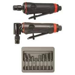 Astro Pneumatic 219 Onyx 2-Piece Die Grinder Kit With 8-Piece Double Cut Carbide Rotary Burr Set