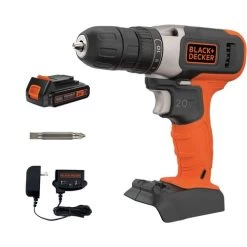 Black & Decker BCD702C1AEV 20V Max Brushed Lithium-Ion Cordless Drill Driver Kit (1.5 Ah)