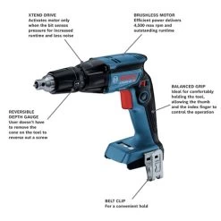 Bosch GTB18V-45B15 18V Brushless Lithium-Ion 1/4 In. Cordless Hex Screwgun Kit (4 Ah) -Tool Store bshngtb18v 45b15 c