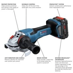 Bosch GWS18V-13PB14 18V PROFACTOR Brushless Lithium-Ion 5 - 6 In. Cordless Angle Grinder With Paddle Switch (8 Ah) -Tool Store bshngws18v 13pb14 d