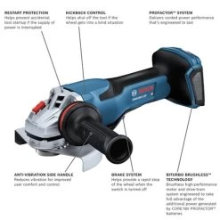 Bosch GWS18V-13PN 18V PROFACTOR Brushless Lithium-Ion 5 In. - 6 In. Cordless Angle Grinder With Paddle Switch (Tool Only) -Tool Store bshngws18v 13pn c