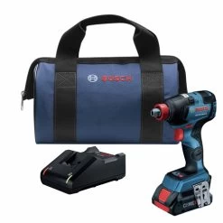 Factory Reconditioned Bosch GDX18V-1800CB15-RT 18V EC Brushless Lithium-Ion 1/4 In. And 1/2 In. Cordless Two-In-One Socket Impact Driver Kit (4 Ah)
