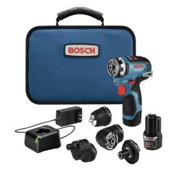 Factory Reconditioned Bosch GSR12V-300FCB22-RT Flexiclick 12V Max EC Brushless Lithium-Ion 5-In-1 Cordless Drill Driver System Kit With 2 Batteries (2 Ah)