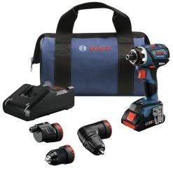 Factory Reconditioned Bosch GSR18V-535FCB15-RT 18V EC Brushless Connected-Ready Flexiclick 5-in-1 Cordless Drill Driver System Kit (4 Ah)