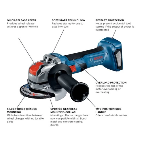 Factory Reconditioned Bosch GWX18V-8N-RT 18V Brushless Lithium-Ion 4-1/2 In. Cordless X-LOCK Angle Grinder (Tooly Only) 2 Factory Reconditioned Bosch GWX18V-8N-RT 18V Brushless Lithium-Ion 4-1/2 In. Cordless X-LOCK Angle Grinder (Tooly Only) - Image 2