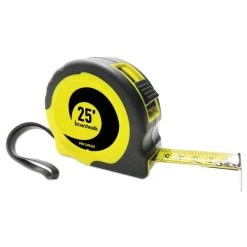 Boardwalk BWKTAPEM25 Easy Grip 25 Ft. 1/16 In. Graduation Tape Measure - Black/Yellow