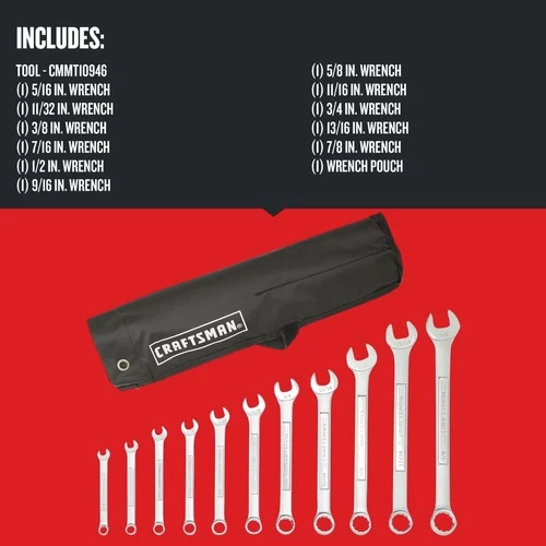 Craftsman CMMT10946 11-Piece SAE Combination Wrench Set 2 Craftsman CMMT10946 11-Piece SAE Combination Wrench Set - Image 2
