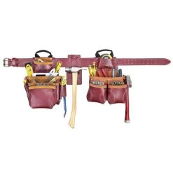 CLC 21455 19 Pocket - Top Of The Line Pro Framer's Heavy Duty Leather Combo Tool Belt System - Large