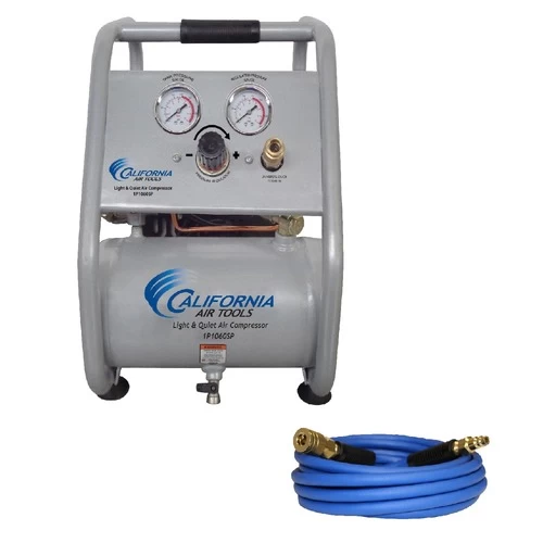 California Air Tools 1P1060SPH 1 Gallon 0.6 HP Light And Quiet Steel Tank Portable Air Compressor With Panel Hose Kit 1 California Air Tools 1P1060SPH 1 Gallon 0.6 HP Light And Quiet Steel Tank Portable Air Compressor With Panel Hose Kit