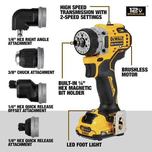 Dewalt DCD703F1 XTREME 12V MAX Brushless Lithium-Ion Cordless 5-In-1 Drill Driver Kit (2 Ah) 9 Dewalt DCD703F1 XTREME 12V MAX Brushless Lithium-Ion Cordless 5-In-1 Drill Driver Kit (2 Ah) - Image 9