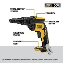 Dewalt DCF622B 20V MAX XR Brushless Lithium-Ion Cordless Versa-Clutch Adjustable Torque Screwgun (Tool Only) -Tool Store dewndcf622b f