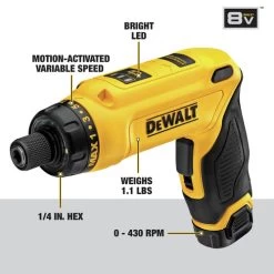 Dewalt DCF680N2 8V MAX Lithium-Ion Brushed Cordless Gyroscopic Screwdriver Kit With 2 Batteries -Tool Store dewndcf680n2 p