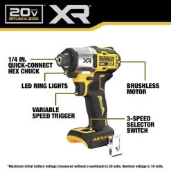 Dewalt DCF845P2 20V MAX XR Brushless Lithium-Ion Cordless 3-Speed 1/4 In. Impact Driver Kit (5 Ah) 10 Dewalt DCF845P2 20V MAX XR Brushless Lithium-Ion Cordless 3-Speed 1/4 In. Impact Driver Kit (5 Ah) -Tool Store dewndcf845p2 b