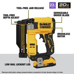 Dewalt DCN623D1 20V MAX ATOMIC COMPACT Brushless Lithium-Ion 23 Gauge Cordless Pin Nailer Kit (2 Ah) 20 Dewalt DCN623D1 20V MAX ATOMIC COMPACT Brushless Lithium-Ion 23 Gauge Cordless Pin Nailer Kit (2 Ah) -Tool Store dewndcn623d1 b