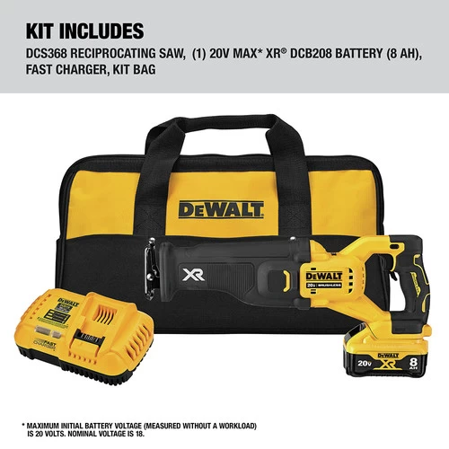 Dewalt DCS368W1 20V MAX XR POWER DETECT Brushless Lithium-Ion Cordless Reciprocating Saw Kit (8 Ah) 2 Dewalt DCS368W1 20V MAX XR POWER DETECT Brushless Lithium-Ion Cordless Reciprocating Saw Kit (8 Ah) - Image 2