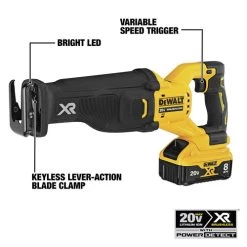 Dewalt DCS368W1 20V MAX XR POWER DETECT Brushless Lithium-Ion Cordless Reciprocating Saw Kit (8 Ah) 23 Dewalt DCS368W1 20V MAX XR POWER DETECT Brushless Lithium-Ion Cordless Reciprocating Saw Kit (8 Ah) -Tool Store dewndcs368w1 k