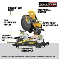 Dewalt DCS781B 60V MAX Brushless Lithium-Ion Cordless 12 In. Double Bevel Sliding Miter Saw (Tool Only) 37 Dewalt DCS781B 60V MAX Brushless Lithium-Ion Cordless 12 In. Double Bevel Sliding Miter Saw (Tool Only) -Tool Store dewndcs781b q