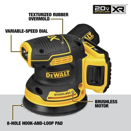 Dewalt DCW210D1 20V MAX XR Brushless Lithium-Ion Variable Speed 5 In. Cordless Random Orbital Sander Kit (2 Ah) 5 Dewalt DCW210D1 20V MAX XR Brushless Lithium-Ion Variable Speed 5 In. Cordless Random Orbital Sander Kit (2 Ah) - Image 5