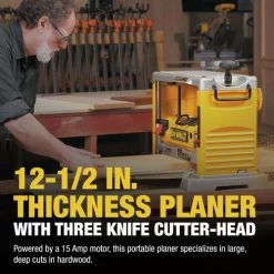 Dewalt DW734 120V 15 Amp Brushed 12-1/2 In. Corded Thickness Planer With Three Knife Cutter-Head -Tool Store dewndw734 k