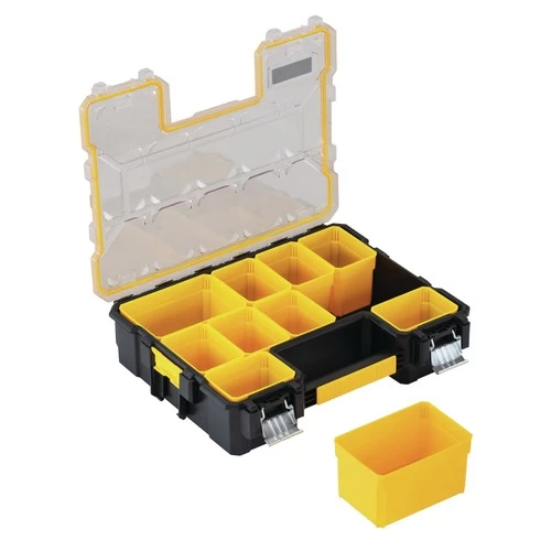 Dewalt DWST14825 14 In. X 17-1/2 In. X 4-1/2 In. Deep Pro Organizer With Metal Latch - Yellow/Clear/Black 1 Dewalt DWST14825 14 In. X 17-1/2 In. X 4-1/2 In. Deep Pro Organizer With Metal Latch - Yellow/Clear/Black