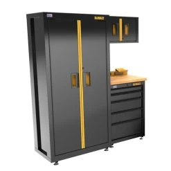 Dewalt DWST24201 4-Piece 63 In. Welded Storage Suite With 5-Drawer Base Cabinet And Wood Top