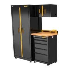Dewalt DWST24201 4-Piece 63 In. Welded Storage Suite With 5-Drawer Base Cabinet And Wood Top -Tool Store dewndwst24201 b