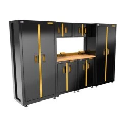 Dewalt DWST27401 7-Piece 126 In. Welded Storage Suite With 2 2-Door Base Cabinets And Wood Top