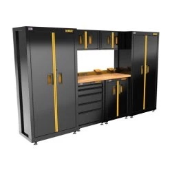 Dewalt DWST27501 7-Piece 126 In. Welded Storage Suite With 2-Door And 5-Drawer Base Cabinets And Wood Top