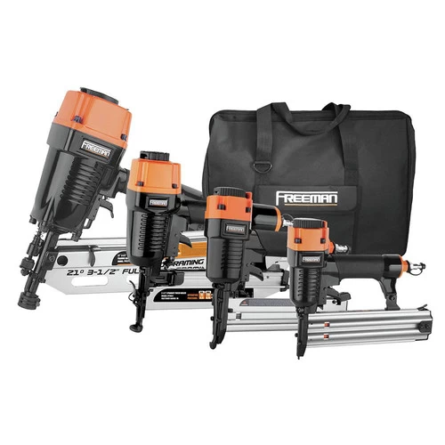 Freeman P421645040 Pneumatic 4 PC Framing And Finish Nail Gun Combo Kit With Canvas Bag And Nails 1 Freeman P421645040 Pneumatic 4 PC Framing And Finish Nail Gun Combo Kit With Canvas Bag And Nails