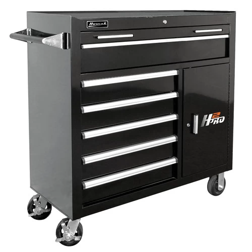 Homak BK04041062 41 In. H2Pro 6 Drawer With 2 Drawer Comp Roller (Black) 1 Homak BK04041062 41 In. H2Pro 6 Drawer With 2 Drawer Comp Roller (Black)