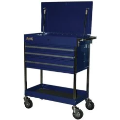 Homak BL05500200 34 In. Professional 3-Drawer Service Cart - Blue