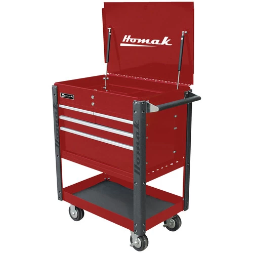 Homak RD06032000 35 In. Professional 4-Drawer Service Cart - Red 1 Homak RD06032000 35 In. Professional 4-Drawer Service Cart - Red