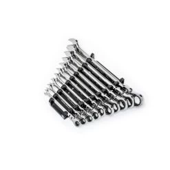 GearWrench 86758 10-Piece 90-Tooth 12 Point SAE Flex Head Combination Ratcheting Wrench Set
