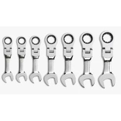 GearWrench 9570 7-Piece SAE Stubby Flex Head Combination Ratcheting Wrench Set