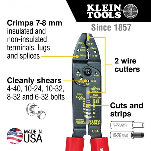 Klein Tools 1001 8-1/2 In. Multi-Purpose Electrician's Tool - 8-26 AWG 6 Klein Tools 1001 8-1/2 In. Multi-Purpose Electrician's Tool - 8-26 AWG - Image 6
