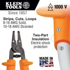Klein Tools 11045-INS Insulated Wire Stripper And Cutter -Tool Store klnn11045 ins d