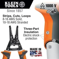 Klein Tools 11054EINS Electrician's Insulated Wire Stripper/Cutter 13 Klein Tools 11054EINS Electrician's Insulated Wire Stripper/Cutter -Tool Store klnn11054eins d