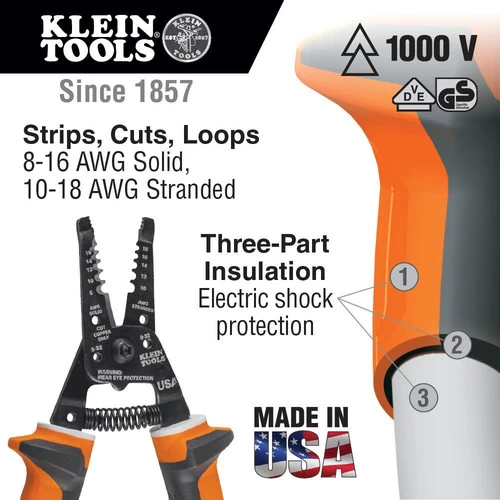 Klein Tools 11054EINS Electrician's Insulated Wire Stripper/Cutter 5 Klein Tools 11054EINS Electrician's Insulated Wire Stripper/Cutter - Image 5