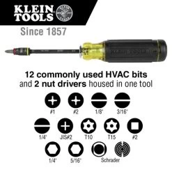 Klein Tools 32304 14-in-1 HVAC Adjustable-Length Impact Screwdriver With Flip Socket -Tool Store klnn32304 g