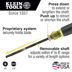 Klein Tools 32751 #2 Phillips / 1/4 In. Slotted Adjustable Screwdriver -Tool Store klnn32751 b
