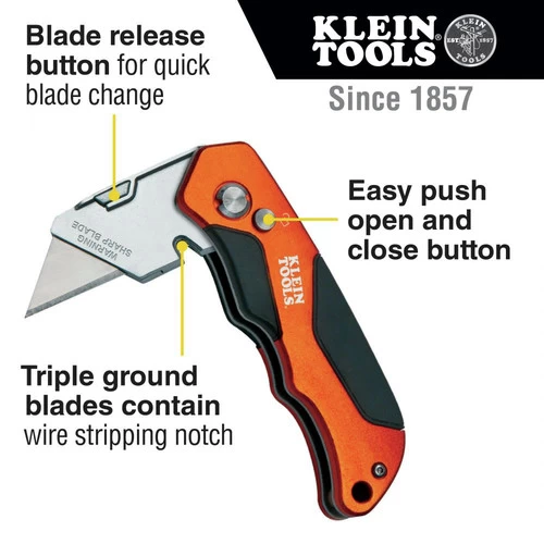 Klein Tools 44131 Heavy Duty Folding Utility Knife 2 Klein Tools 44131 Heavy Duty Folding Utility Knife - Image 2