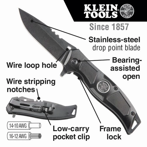 Klein Tools 44228 Electrician's Bearing-Assisted Open Pocket Knife 2 Klein Tools 44228 Electrician's Bearing-Assisted Open Pocket Knife - Image 2