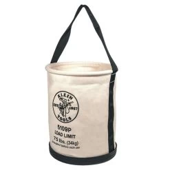 Klein Tools 5109P 12 In. Canvas Straight-Wall Bucket With Pocket And Molded Bottom