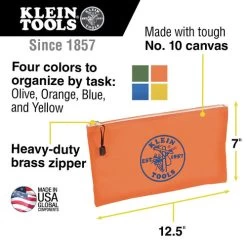 Klein Tools 5140 12 1/2 In. X 7 In. Canvas Zipper Bag Assortments (4/Pack) -Tool Store klnn5140 e
