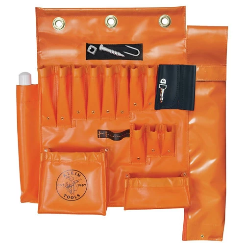 Klein Tools 51829MHS Aerial Apron With Hot Stick Pocket And Magnet - Orange 1 Klein Tools 51829MHS Aerial Apron With Hot Stick Pocket And Magnet - Orange