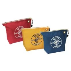 Klein Tools 5539CPAK 3-Piece Assorted Canvas Zipper Bags - Red, Blue, Yellow